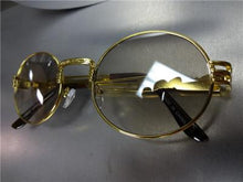 Vintage Oval Clear Lens Glasses- Slight Tint/ Gold Frame