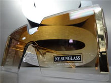 Oversized Shield Style Gold Accent Sunglasses- Honey Gradient Lens
