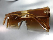Oversized Shield Style Gold Accent Sunglasses- Honey Gradient Lens