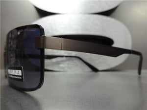 Sleek Rectangular POLARIZED Sunglasses- Black/ Gunmetal
