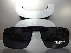 Sleek Rectangular POLARIZED Sunglasses- Matte Black