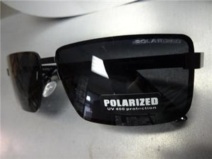 Sleek Rectangular POLARIZED Sunglasses- Matte Black