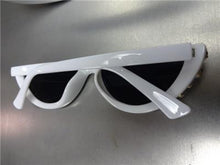 Half Lens Bling Cat Eye Sunglasses- White Frame