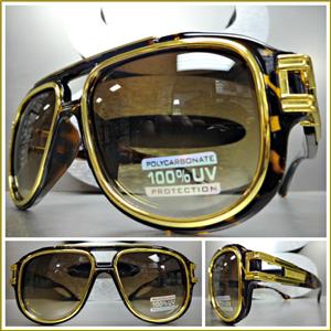 Old School Frame w/ Gold Accents Sunglasses- Tortoise