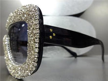 LUXE Crystal Embellished Shield Style Sunglasses