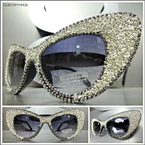 LUXE Crystal Embellished Cat Eye Sunglasses