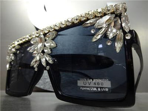 HANDMADE Crystal Embellished Square Sunglasses