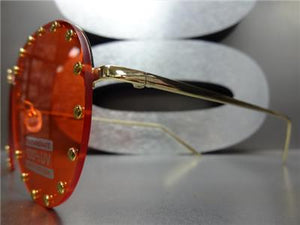 Gold Studded Tear Drop Sunglasses- Red Lens