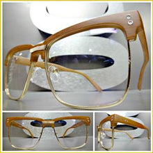 Wooden Clubmaster Style Clear Lens Glasses- Rose Gold Frame