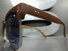 Wooden Clubmaster Style Sunglasses- Silver/ Dark Wooden Frame