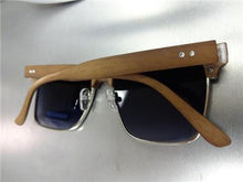 Wooden Clubmaster Style Sunglasses- Silver/ Dark Wooden Frame