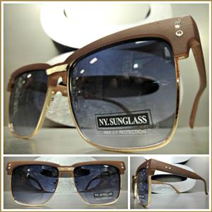 Wooden Clubmaster Style Sunglasses- Rose Gold/ Dark Wooden Frame