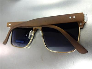 Wooden Clubmaster Style Sunglasses- Rose Gold/ Dark Wooden Frame