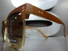 Wooden Clubmaster Style Sunglasses- Brown Lens