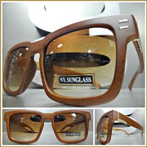 Classic Wooden Frame Sunglasses- Brown Wood Frame