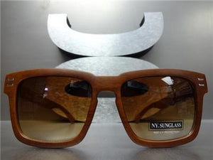 Classic Wooden Frame Sunglasses- Brown Wood Frame