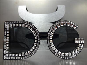 Unique Bedazzled Embellished Sunglasses- Black Frame