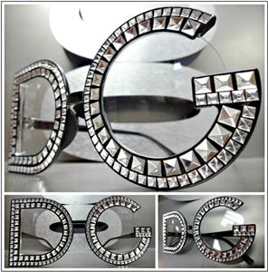 Unique Bedazzled Embellished Clear Lens Glasses