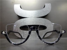 Semi-Rimless Cat Eye Clear Lens Glasses- Gray Tortoise Frame