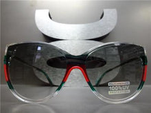 Classy Exaggerated Cat Eye Sunglasses- Transparent/Green/Red Frame