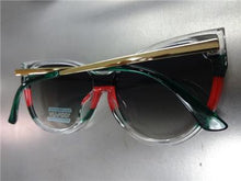 Classy Exaggerated Cat Eye Sunglasses- Transparent/Green/Red Frame