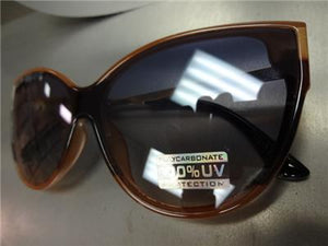 Classy Exaggerated Cat Eye Sunglasses- Light/Dark Brown Frame