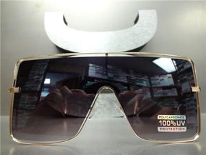 Large Square Metal Frame Sunglasses- Black Gradient Lens