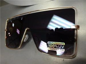 Large Square Metal Frame Sunglasses- Black Gradient Lens