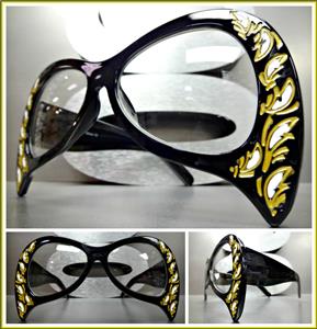 Unique Retro Cat Eye Clear Lens Glasses- Black Frame
