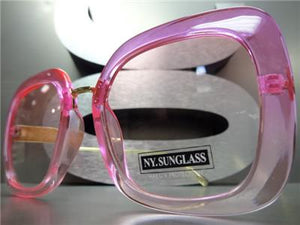 Square Frame Sunglasses w/ Metal Temples- Hot Pink Frame