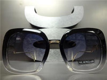 Square Frame Sunglasses w/ Metal Temples- Black/Transparent Frame