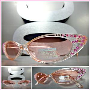 Studded Rhinestone Cat Eye Sunglasses- Pink