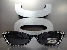Retro Bling Rhinestone Cat Eye Sunglasses- Black Frame