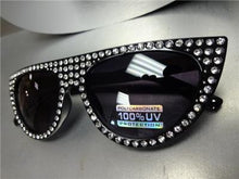 Sparkling Bling Rhinestone Cat Eye Sunglasses-Black