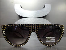 Sparkling Bling Rhinestone Cat Eye Sunglasses- Black Frame/ Gold Rhinestones