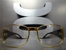 Classy Designer Style Clear Lens Glasses- Gold Frame/ Black Temples