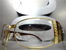 Classy Designer Style Clear Lens Glasses- Gold Frame/ Brown Temples