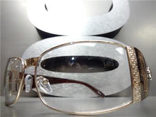 Classy Designer Style Clear Lens Glasses- Rose Gold Frame/ Brown Temples