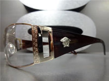 Classy Designer Style Clear Lens Glasses- Rose Gold Frame/ Brown Temples