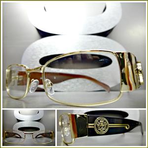 Vintage Designer Style Clear Lens Glasses- Rose Gold Frame/ Black Temples