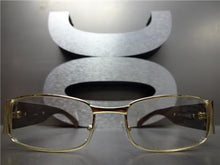 Vintage Designer Style Clear Lens Glasses- Rose Gold Frame/ Black Temples