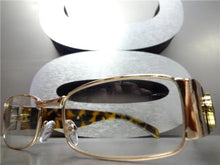 Vintage Designer Style Clear Lens Glasses- Rose Gold Frame/ Tortoise Temples