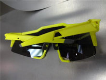 Large Vintage 90's Style Sporty Sunglasses- Yellow & Black Frame