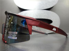 Large Vintage 90's Style Sporty Sunglasses- Burgundy & Black Frame