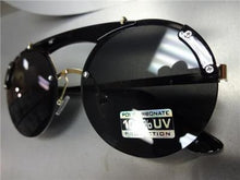 Semi-Rimless Round Style Sunglasses- Black