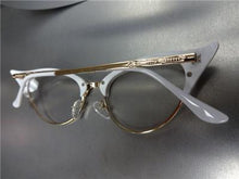 Elegant Cat Eye Style Clear Lens Glasses- White & Gold