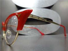 Elegant Cat Eye Style Clear Lens Glasses- Red & Gold