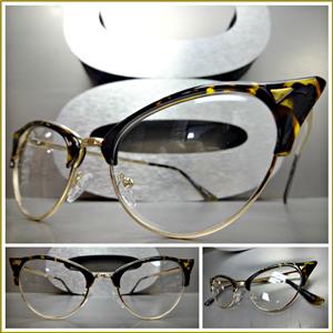 Elegant Cat Eye Style Clear Lens Glasses- Tortoise & Gold