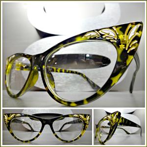 Classy Cat Eye Style Clear Lens Glasses- Tortoise