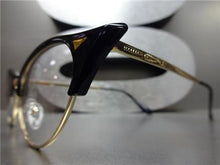 Elegant Cat Eye Style Clear Lens Glasses- Black & Gold